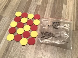 1 Beutel 20 Stück, rot gelb zweifarbige Zähler, ETA Cuisenaire #77064, 1 Zoll - Bild 1 von 3