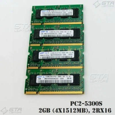 4 PCS 512MB Samsung Laptop Memory Ram 2Rx16 PC2-5300S M470T6554CZ3-CE6 - Image 1 of 2
