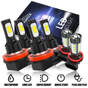 For 2008-2014 Cadillac CTS Sedan 6X 8000K LED Headlight Bulbs Hi/Lo + Fog Light - Picture 1 of 14