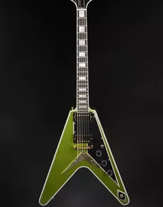 PSL Flying V Electric Guitar Custom Gloss Gecko Green Metallic Gold Hardware MAD - Bild 1 von 2