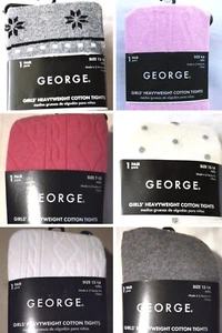 New George Girls Heavy knitted Cotton Tights 4-6  7-10  12-14 Grey white pink - Picture 1 of 13