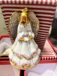 Hand Crafted Cloisonne Enameled Christmas Angel Bell Ornament Sold By 1 Piece - Picture 1 of 8