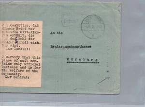 Affrancatura in contanti Aschaffenburg - tassa pagata timbro 1945 a Würzburg - Foto 1 di 2