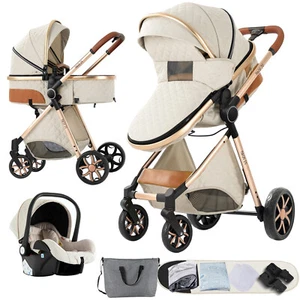 Passeggino TRIO Baby Carrozzina 3in1 Bambini Neonati OVETTO Colore Bianco - Foto 1 di 6