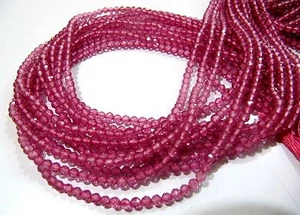Cuentas de topacio rosa natural de 3 mm hebra facetada redonda de 13 pulgadas de largo - Imagen 1 de 5