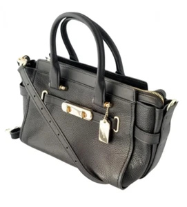 Coach Black Swagger w/ Belted Turn Lock Detail Tote/Cross Body - Picture 1 of 12