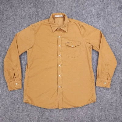 Criquet Shirt Mens Medium Yellow Corduroy Pearl Snap Button Up Cotton Pocket - Image 1 of 4