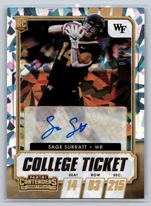 SAGE SURRATT 2021 CONTENDERS DRAFT COLLEGE TICKET STUB AUTO #/23 - Picture 1 of 2