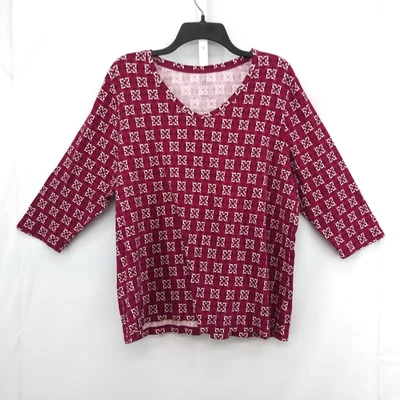 Camisa pulóver informal manga 3/4 magenta St Johns Bay para mujer talla 1X cuello en V Foto 1 de 4