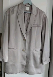 H&M Damen Blazer Satin Optik Silber-grau glänzend  Edel Gr.M-L  Maße Checken! - Bild 1 von 9