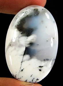 46.10 Ct Natural White Dendritic Opal Gemstone Cabochon Wire Wrap Stone - 24747 - Picture 1 of 2