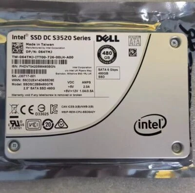 480GB Intel SSD DC S3520 Series 6Gb/s MLC 2.5" SATA III SSDSC2BB480G7R 064TMJ - Image 1 of 2