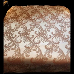Wow! Custom Made Queen Duvet Floral Satin Gold Taupe Brown Paisley Print 90"x92" - Picture 1 of 16