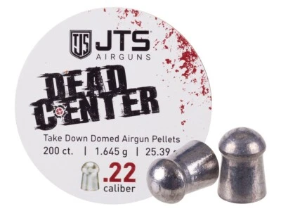 JTS Airguns 200 Count DEAD CENTER Domed 5.5mm .22 Caliber 25.39gr Pellets