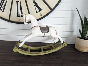 Arte popular decorativo de madera tallado a mano de caballo mecedor vintage - Imagen 1 de 5