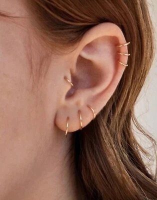 18g/16g/20g Hoop Cartilage Tragus Helix Ear Piercing Surgical Steel Rings - Image 1 of 4