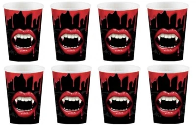 X 8 HALLOWEEN FANGTASTIC VAMPIRE  PAPER PARTY CUPS - TABLE DECORATION — 第 1/2 张图片