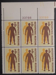Scott # 1469--MINT Plate Block of 6 - Osteopathic Medicine 8 Cent Stamps-- 1972 - Picture 1 of 1
