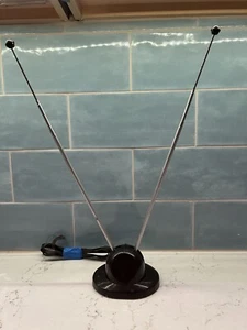 Vintage “Rego” Telescoping Rabbit Ears TV Antenna Retro Mid Century Saucer Tips - Picture 1 of 8