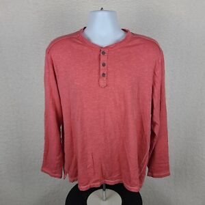 Tommy Bahama Henley Sweatshirt Mens Large Peach Pink Crewneck Long Sleeve
