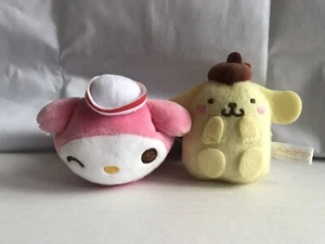 Lot of 2 San-X Hello Kitty and Pom Pom Purin Keychain Plush NEW Sailor - Picture 1 of 6