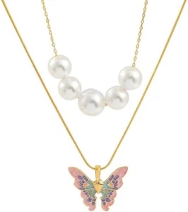 Silver Necklace,Barbie Fairytopia Mermaidia Enamel Butterfly Pendant Necklace fo - Picture 1 of 12