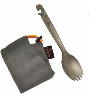 3 in 1 DESIGN Titanium Camp Travel Spork Propane Gas Canister Punch Fork Spoon - Picture 1 of 11
