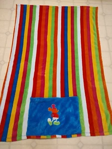 Mickey Mouse Beach Blanket/Pillow Disneyland Walt Disney World Rainbow Stripes - Picture 1 of 7