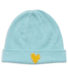 $198 Kerri Rosenthal Love 100% Cashmere Beanie, Blue - Picture 1 of 3
