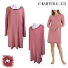 NWT Charter Club Womens M Sleepshirt Candy Red Stripe 100154833 $40