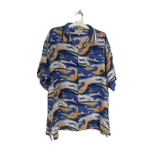 Vintage Columbia Men L Short Sleeve Button Up All Over Print Fishing Shirt - Picture 1 of 6