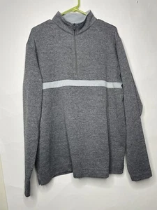 Footjoy Inset Stripe Flat Back Rib Golf 1/4 Zip Pullover Size Large Gray - Picture 1 of 10