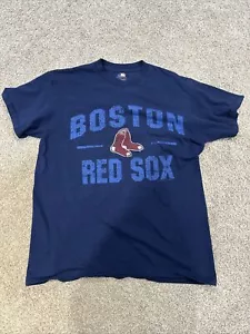MLB Boston Red Sox Navy Blue Red Mens T-Shirt Size Adult Medium - Picture 1 of 3