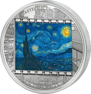 Moneda de plata a prueba de 20 USD Starry Night de Van Gogh Islas Cook - Imagen 1 de 3