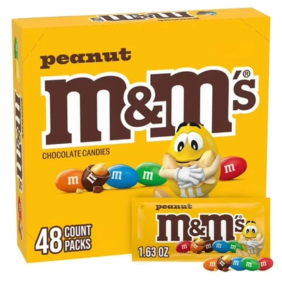 M&M'S Peanut Milk Chocolate Candy Full Size Bars 1.74 oz 48 Count FREE SHIPPING! - Image 1 of 4