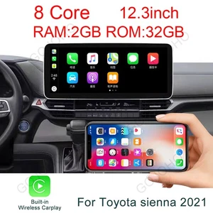 12.3" Android 13 Car Stereo Radio Carplay for Toyota Sienna 2021~2024 GPS NAVI - Picture 1 of 17