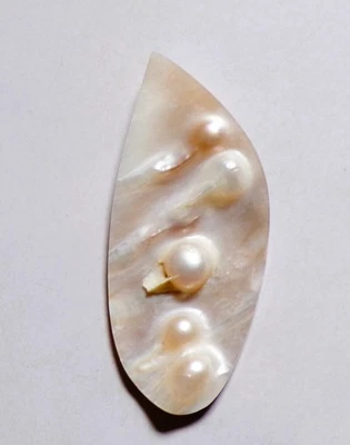 32.90 Cts Natural Mother of Blister Pearls Cabochon Loose Gemstone 56X25X4MM - Image 1 of 3
