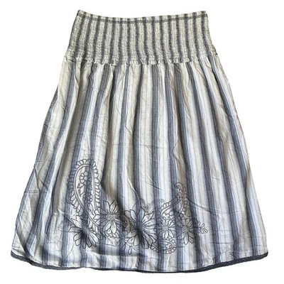 Mossimo Supply Co. Women Skirt L Blue Floral Embroidery Striped Knee Length - Image 1 of 4