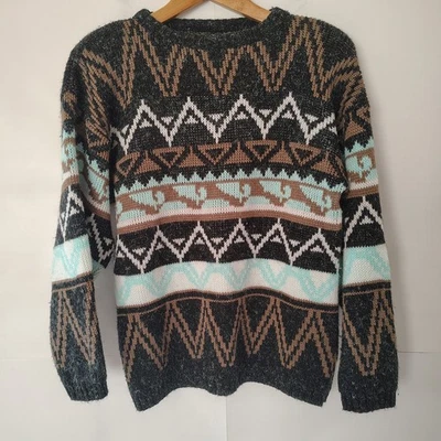 Vintage Sweater Womens Sz S Oversized Aztec Southwestern Retro Ugly Sweater  - Image 1 of 4