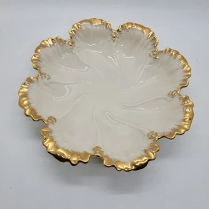 Lenox 24k Gold Trim Scalloped Oyster Dish 7.5” Vintage - Picture 1 of 8
