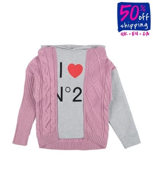 RRP €251 N 21 Kids Hoodie Size 4Y Wool Blend Knitted Contrast Logo Made in Italy - Image 1 of 3