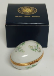 Limoges Dubarry Egg Trinket Box White with Green Flowers Floral Made France - Bild 1 von 9
