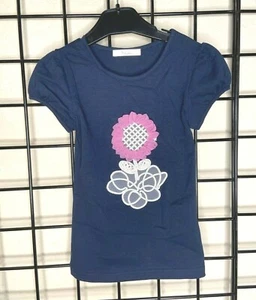 NEW NWT Navy Blue/Purple 3-D Chiffon flower CUTE Top/Shirt Sz 4Y, 5Y, 6Y or 6X - Picture 1 of 8