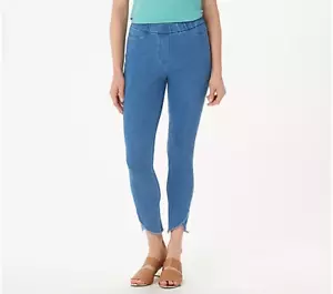 Isaac Mizrahi Live! Regular Knit Denim Tulip Hem Ankle Jeans Light Blue 18 - Picture 1 of 5