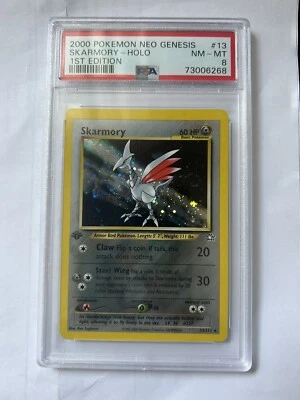 Pokemon 1st Edition SWIRL HOLO 2000 SKARMORY Neo Genesis PSA 8 NM-MINT Swirl - Image 1 of 4