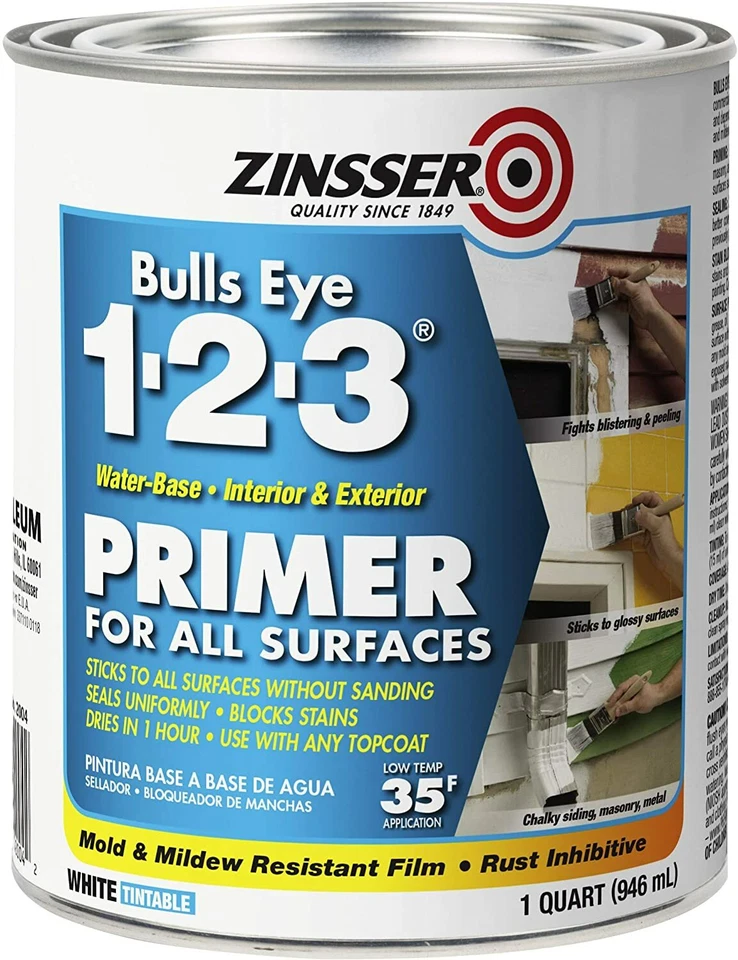 Rust-Oleum 2004 Zinsser Bulls Eye 1-2-3 Primer 1 Quart 946 Ml White