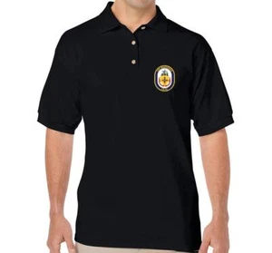 USS Monterey CG-61 Black Polo Shirt Logo Printed on Left Chest - Picture 1 of 2