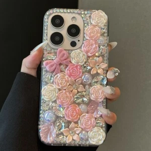 For Huawei Honor Case Diamond Flower Glitter Fashion Phone Cover Back Hot Girls - Picture 1 of 9