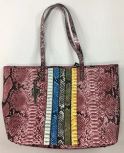 Badgley Mischka Purse Pink Tote Snake Print Design Large Bag - MSRP $129 - Picture 1 of 18