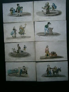 Belle série de 8 Gravures vieux métier 1840 Décroteur  ramoneur gagne petit etc. - Imagen 1 de 8